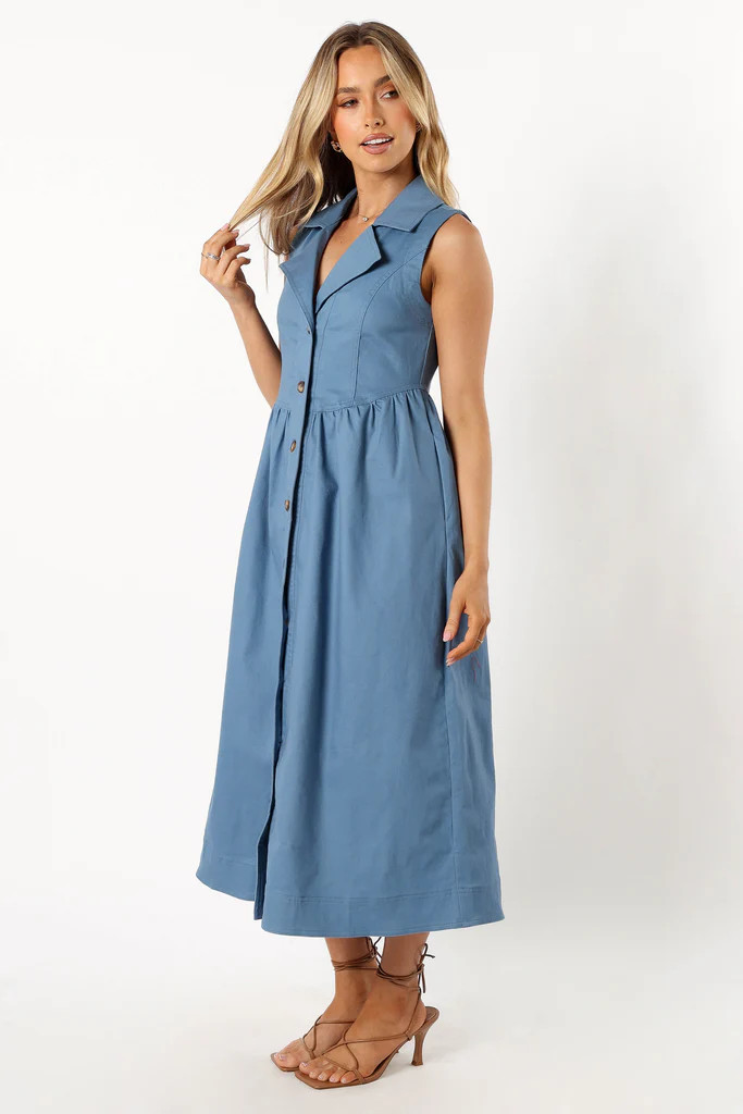 Sonja Midi Dress - Steel Blue | Petal & Pup (US)