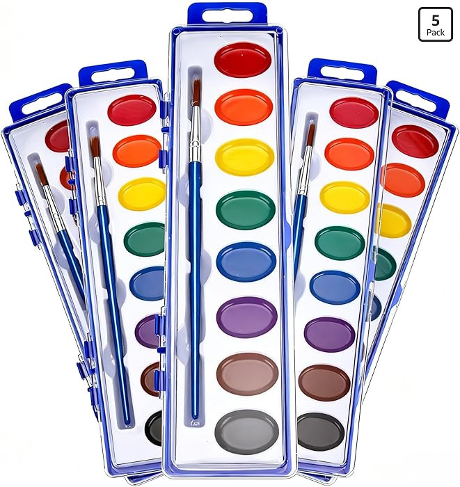 JEAWIWI Watercolor Paint Sets, 8 Washable Colors With Brushes, 5 Pack Water Color Paint Bulk For ... | Amazon (US)
