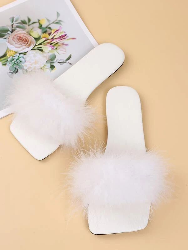 Fluffy Decor Slide Sandals | SHEIN