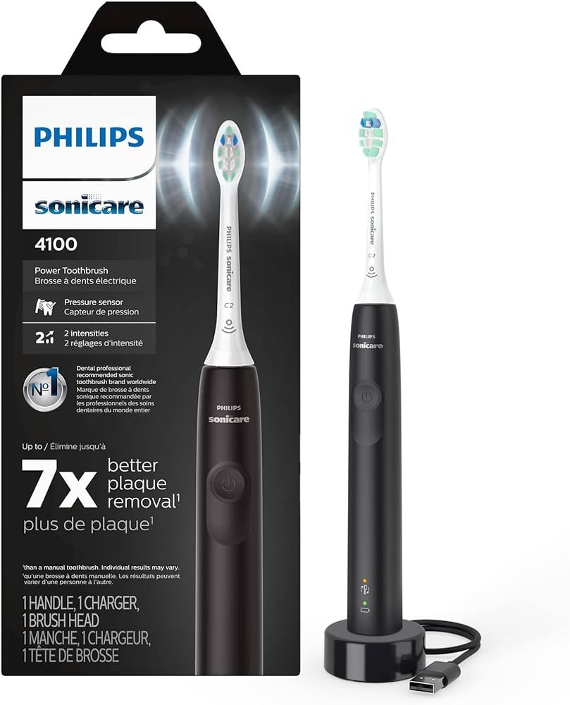 Philips Sonicare 4100 Power Toothbrush, Rechargeable Electric Toothbrush with Pressure Sensor, Bl... | Amazon (US)