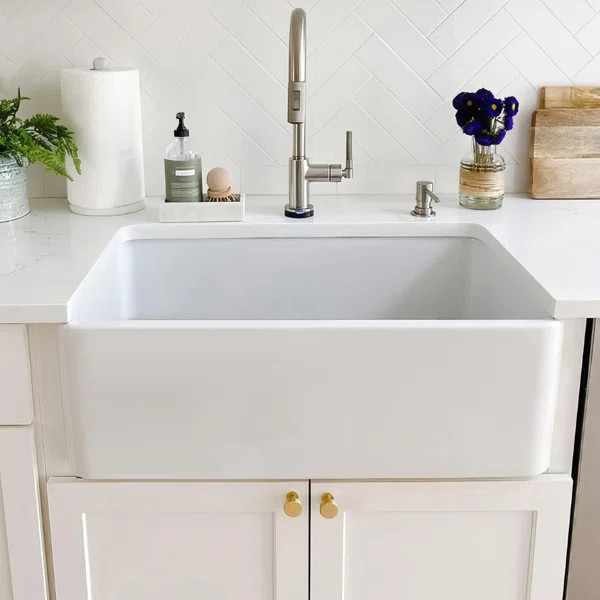 Whitehaus Collection 30" Single Bowl Fireclay Kitchen Sink: Reversible Plain Front Aprons | Wayfair North America