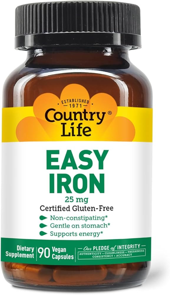 Country Life Easy Iron 25mg Capsules - Gentle Non-Constipating Ferrochel - Vegan Vitamin Suppleme... | Amazon (US)