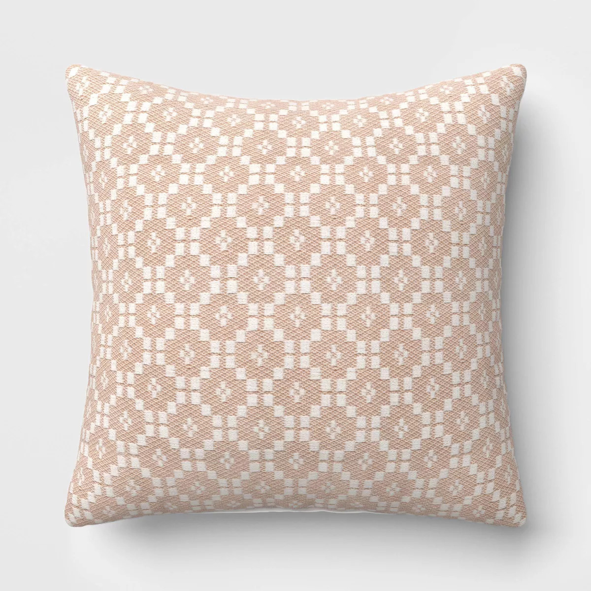 18"x18" Lattice Woven Square Outdoor Throw Pillow Blush - Threshold™ | Target