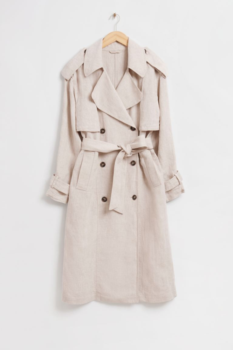 Linen Trench Coat - Natural Beige - Ladies | H&M GB | H&M (UK, MY, IN, SG, PH, TW, HK)