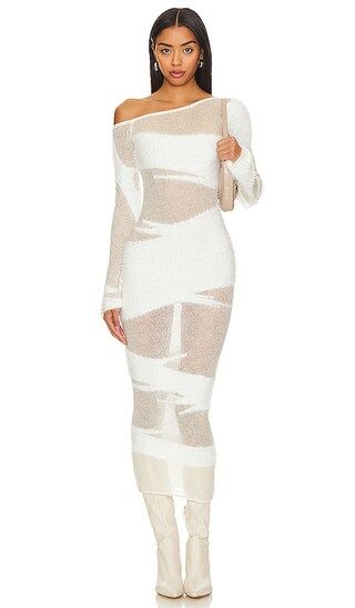 Conga Mixed Yarn Midi Dress in White | Revolve Clothing (Global)