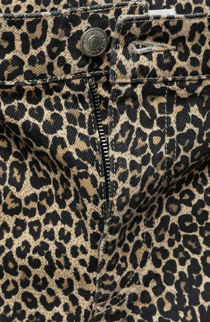 MANGO Leopard Print Denim Miniskirt | Nordstrom | Nordstrom