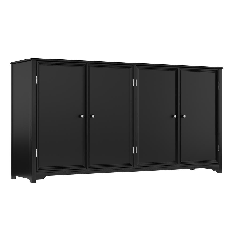 Oxford Black 4 Door Storage Console Table | The Home Depot