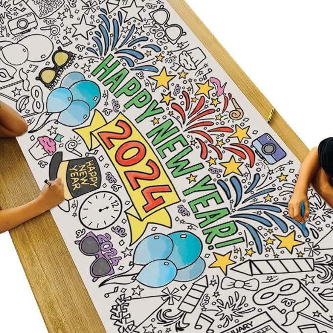 Tiny Expressions Giant New Years Coloring Poster for Kids - 30 x 72 Inches Jumbo Paper Banner or ... | Amazon (US)
