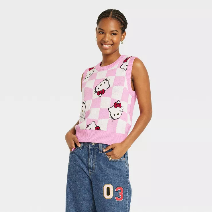 Women's Hello Kitty Graphic Vest - Pink | Target