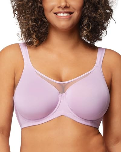 HSIA Minimizer Bras for Women Plus Size, Full Coverage Coolcomfort T Shirt Unlined Bra with Underwire for Heavy Breast, Purple 38G | Amazon (US)