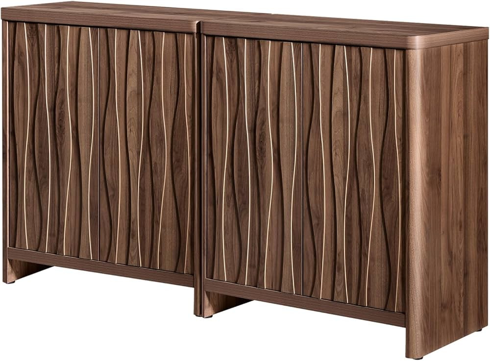 Cornwall Wave Pattern Storage Cabinet Set of 2, Buffet Cabinet with Storage Kitchen Cabinet with ... | Amazon (US)