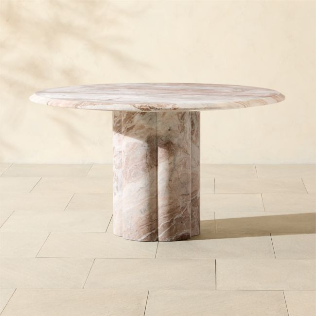 Sarzana 54"" Round Marble Indoor/Outdoor Dining Table | CB2