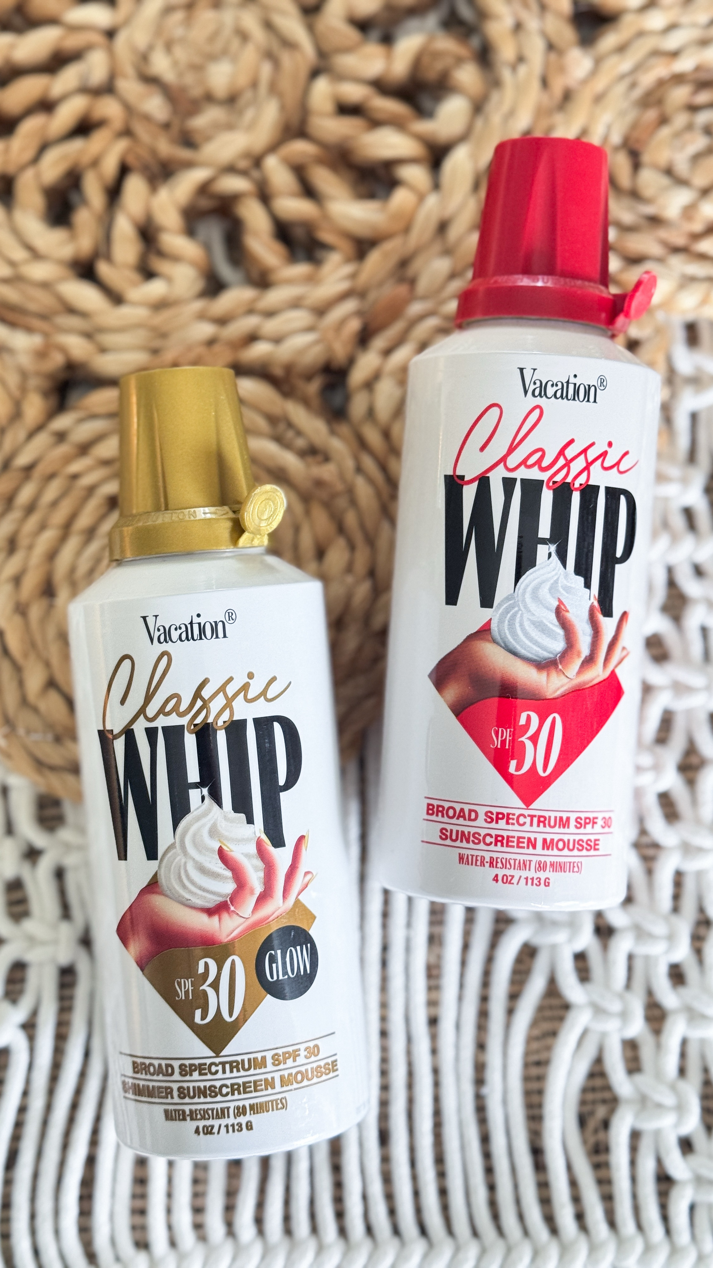 The sunscreen that broke the internet. Vacation® Classic Whip SPF 30 is sunscreen mousse that looks (and feels) like dessert for your skin. Lightweight, non-greasy, water-resistant, & packed with SPF 30 protection + that signature Vacation scent you’ll want to wear even when you’re not in the sun.

The Glow version adds a touch of shimmer for that effortless radiant finish.
Both formulas blend like a dream & dry down fast without white cast & sticky residue.

Your beach bag needs this. Linked both the original & shimmer options!

whipped sunscreen, Vacation sunscreen, SPF mousse, shimmer sunscreen, best summer sunscreen, viral SPF

#VacationWhip #SPF30 #sunscreenszn #LTKfinds #skincaretok #whippedsunscreen #beachbagmusthave #glowyskin

#LTKBeauty #LTKTravel #LTKSwim