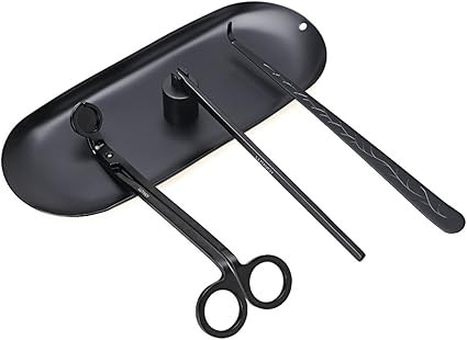 LUTAVOY Candle Accessory Set Candle Wick Trimmer Candle Wick Dipper Candle Snuffer Storage Tray 4... | Amazon (US)