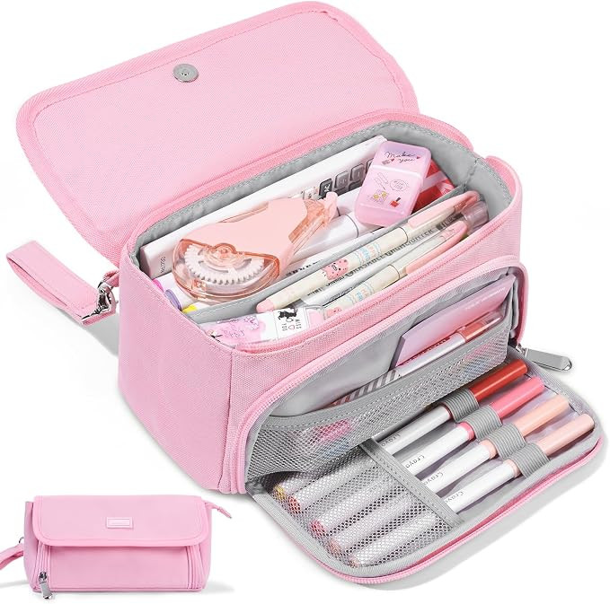 Sooez Super Large Pencil Case, Big Capacity Pencil Bag with 3 Compartments, can hold 100 pencils,... | Amazon (US)