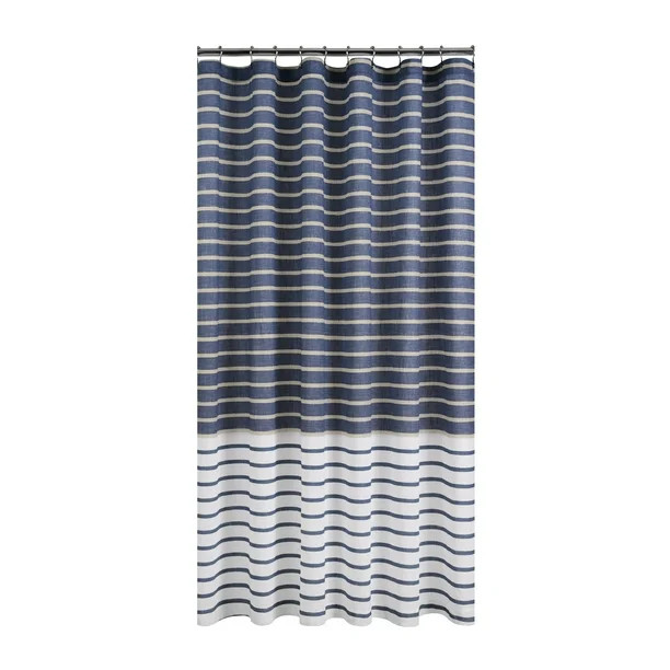 Gap Home Easy Stripe Organic Cotton Shower Curtain Navy 72"x72" - Walmart.com | Walmart (US)