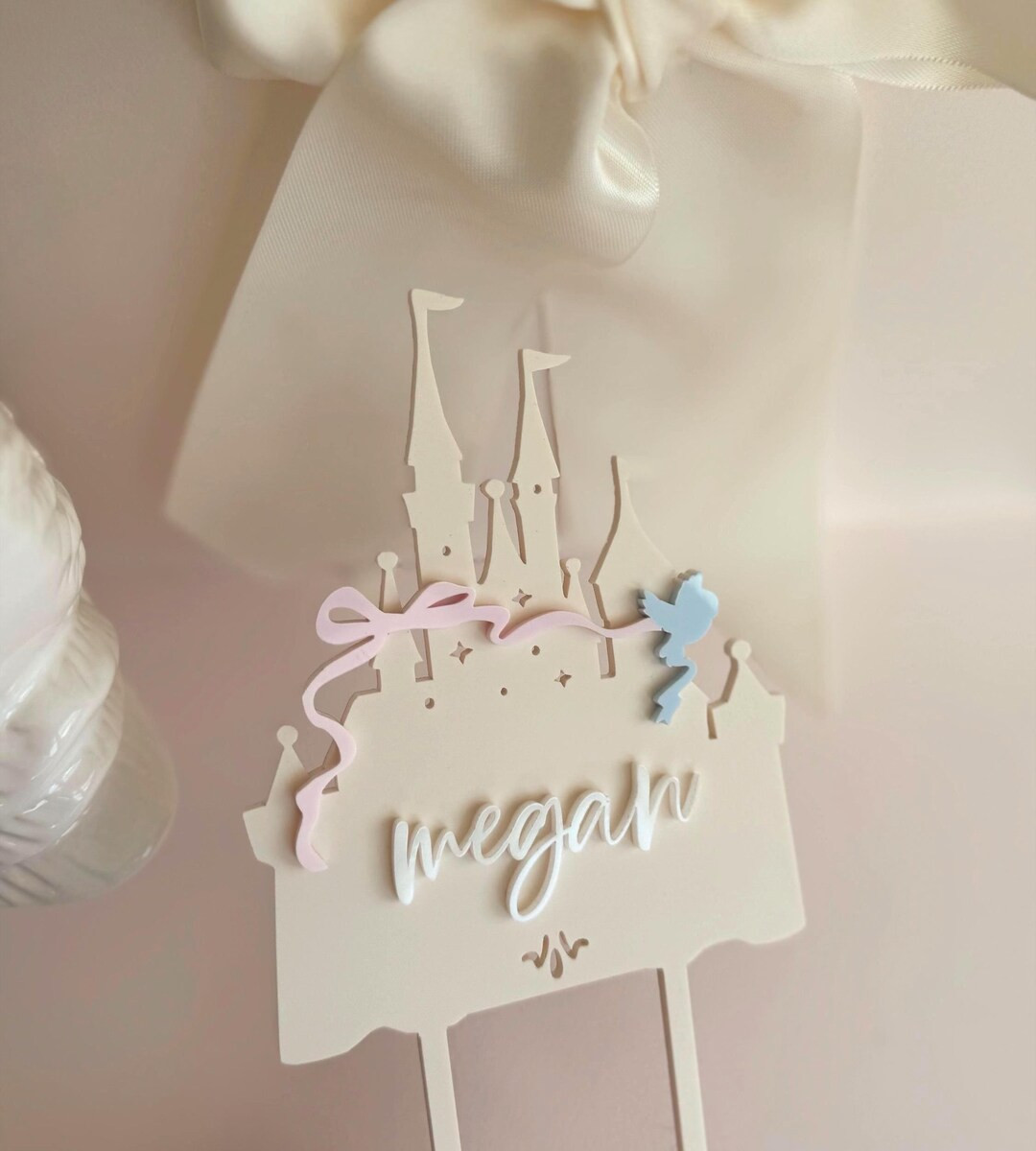 Original Floral Dust Midnight Acrylic Castle Cake Topper - Etsy | Etsy (US)