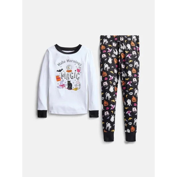 Halloween Girls' Tight Fit Long Sleeve Top and Pants Pajama Set from Way to Celebrate, 2-Piece, S... | Walmart (US)