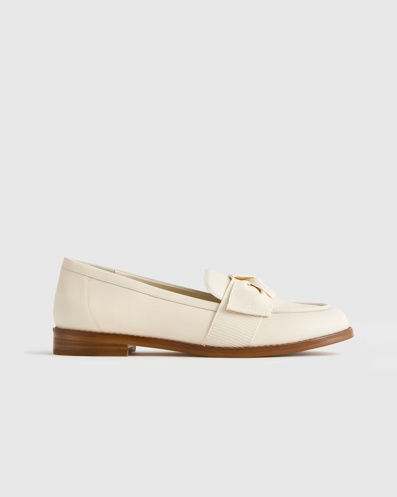Italian Leather Bow Penny Loafer in Bone | Quince