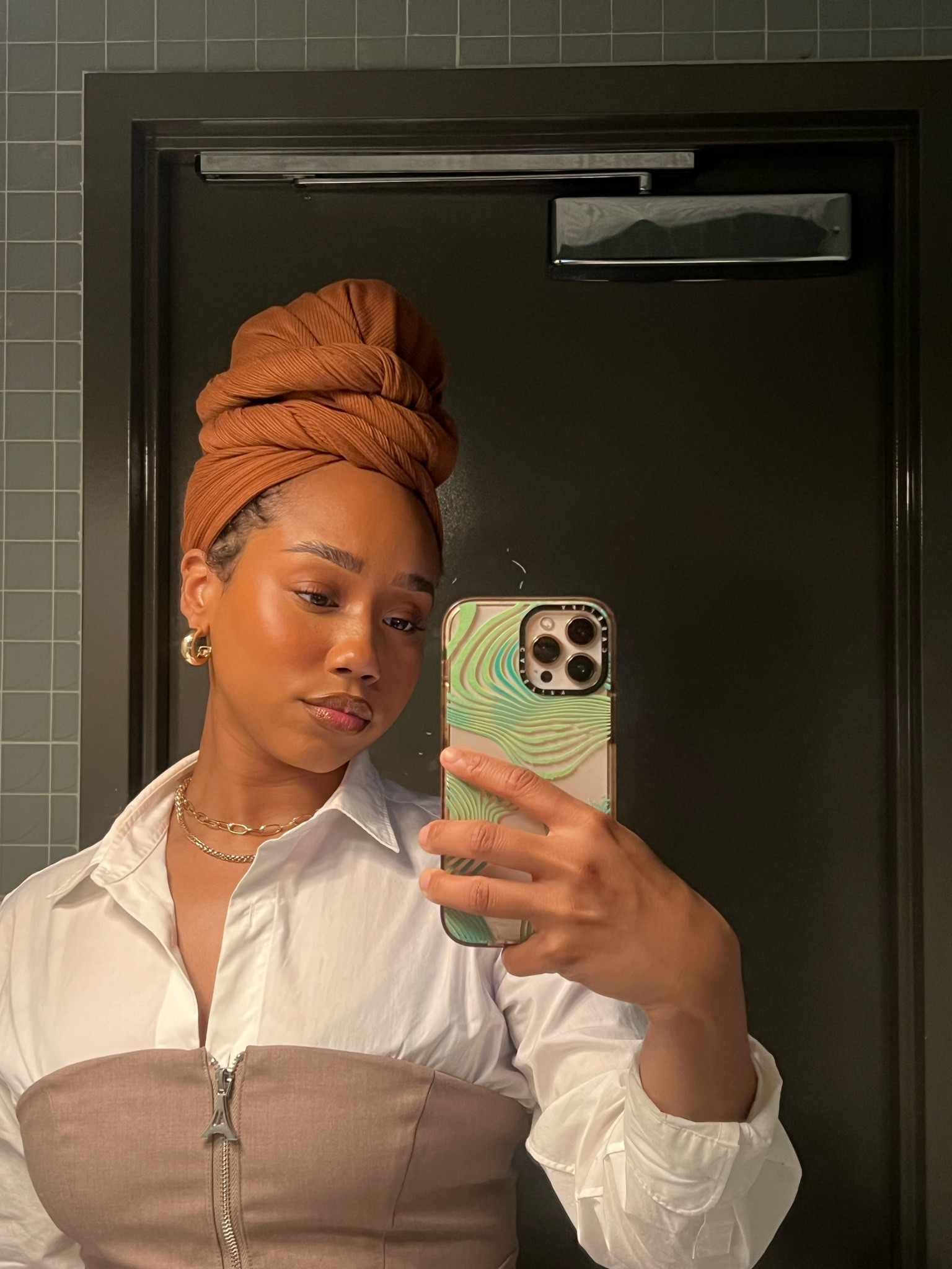 Mirror selfies for the win! 🫶🏽 Beige Bandeau top from Maniere Devoir size medium for reference 

#LTKSpringSale #LTKstyletip #LTKbeauty
