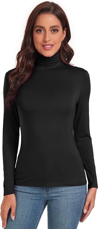 ACIEMR Women's Turtleneck Tops Casual Lightweight Slim Fitted Long Sleeve Base Layer Shirts | Amazon (US)