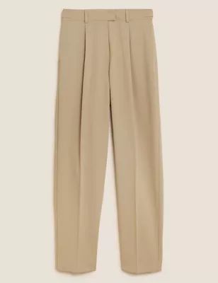 Woven Pleated Ankle Grazer Trousers | Marks & Spencer (UK)
