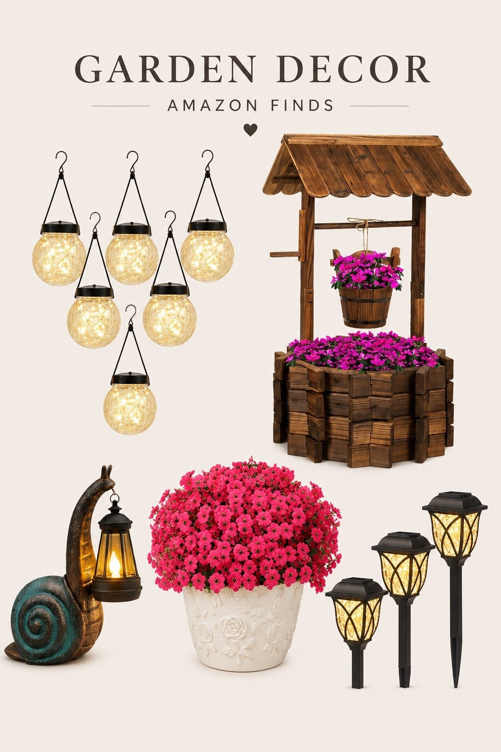 Cute little garden finds that instantly make your outdoor space feel more cozy ✨ From solar lights to planters and cute yard accents… these are the kinds of Amazon garden decor pieces that make your patio, porch, or flower beds look so much more put together without a huge makeover 🌸🌿

Everything linked in my LTK!
#LTKHome #GardenDecor #AmazonHomeFinds #OutdoorDecor #PatioDecor #GardenInspo #AmazonFinds #BackyardDecor #SpringDecor #SummerDecor