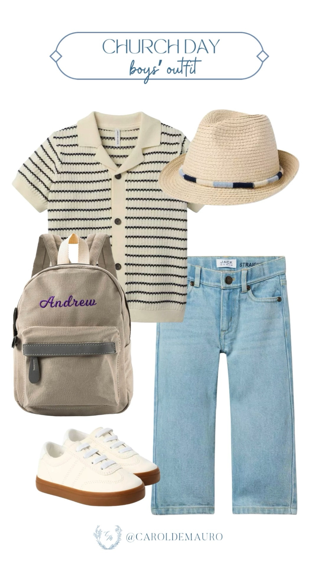 sunday's best, boys' outfit, preppy look for boys, kids' backpack, boys' sneakers, kids' hat, toddler outfit, neutral look for boys, janie and jack finds

#LTKootd #LTKKids