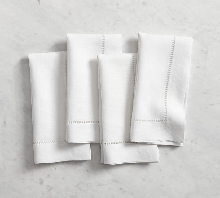 Linen Hemstitch Napkins - Set of 4 | Pottery Barn (US)