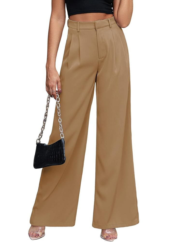 Dokotoo Women's Wide Leg Pants Business Casual Loose High Waisted Dress Palazzo Flowy Trousers | Amazon (US)