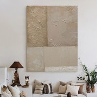 Beige Minimalist Abstract Painting Textured Art & Brown | Etsy (US)