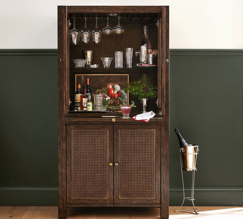 Augusta Cane Bar Cabinet (38") | Pottery Barn (US)