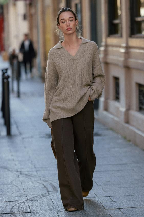 CABLE KNIT POLO SWEATER | Zara US