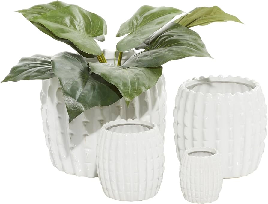 Deco 79 Traditional Stoneware, Set of 4 Planters 9", 7", 6", 4"H, White | Amazon (US)