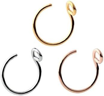 ABOZY Nose Hoop Ring Body Jewelry Piercing Unisex 20 Gauge 8mm (3 pcs) | Amazon (US)