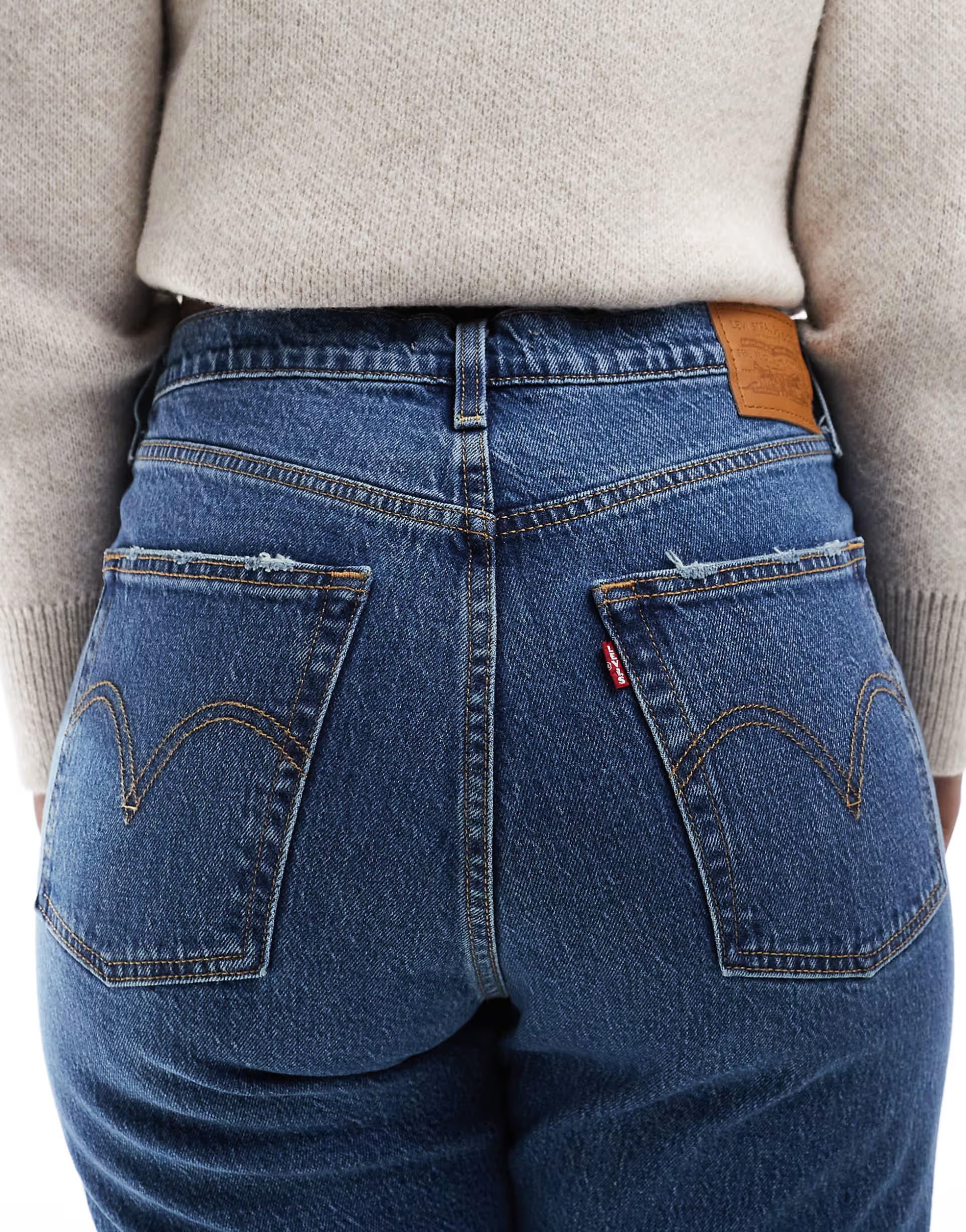 Levi's ribcage high rise full length jeans in  mid blue | ASOS (Global)