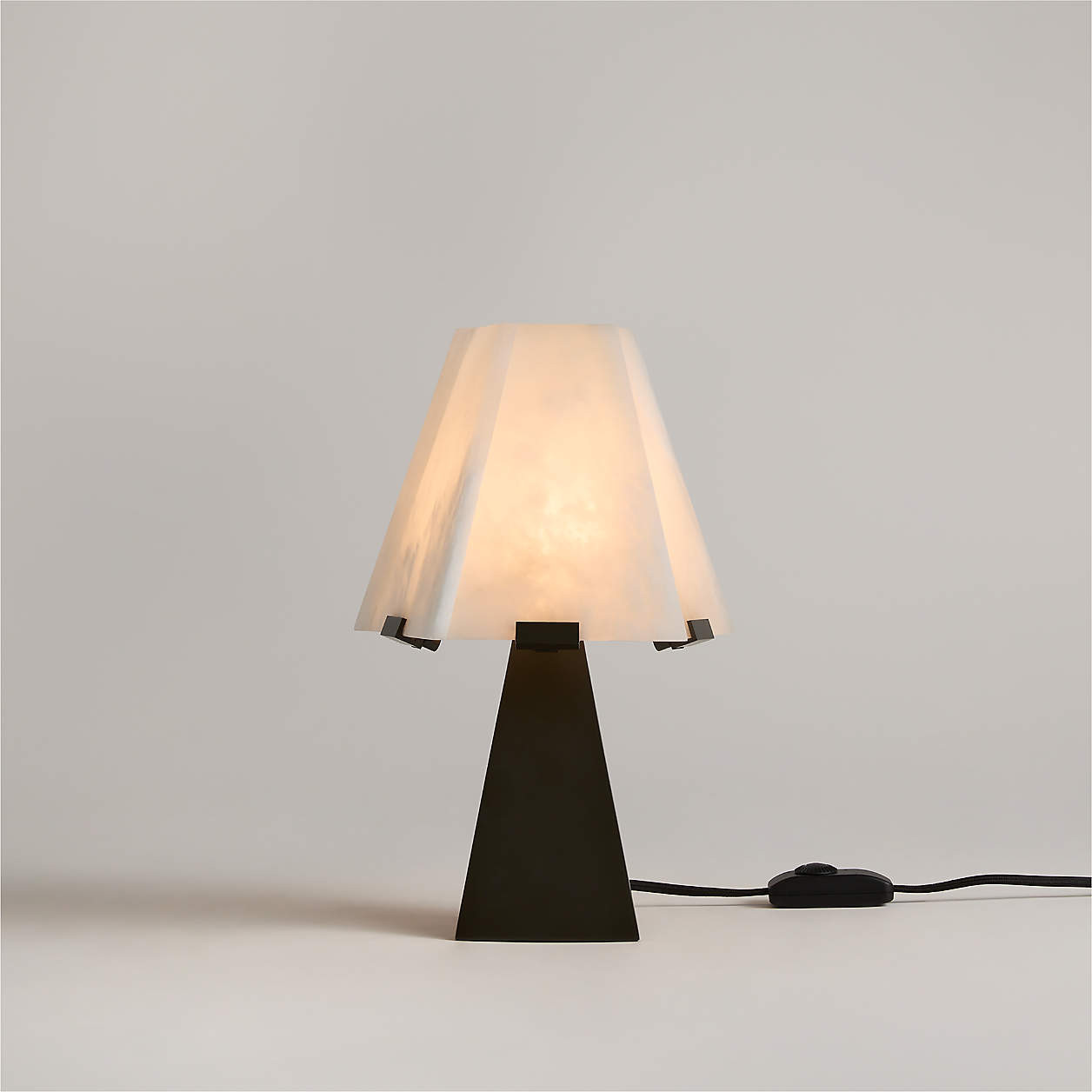 Idealist Metal Mini Table Lamp with Alabaster Shade 15" + Reviews | Crate & Barrel | Crate & Barrel