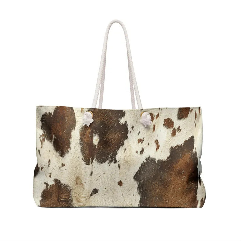 Cowhide Tote Bag - Weekender Bag, Travel Duffel, Overnight Carryall, Shoulder Purse, Boho Chic Ha... | Etsy (US)