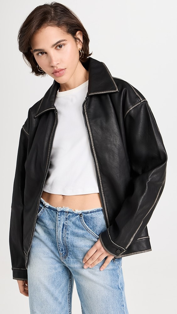 Moon River Black Effected Jacket | Shopbop | Shopbop