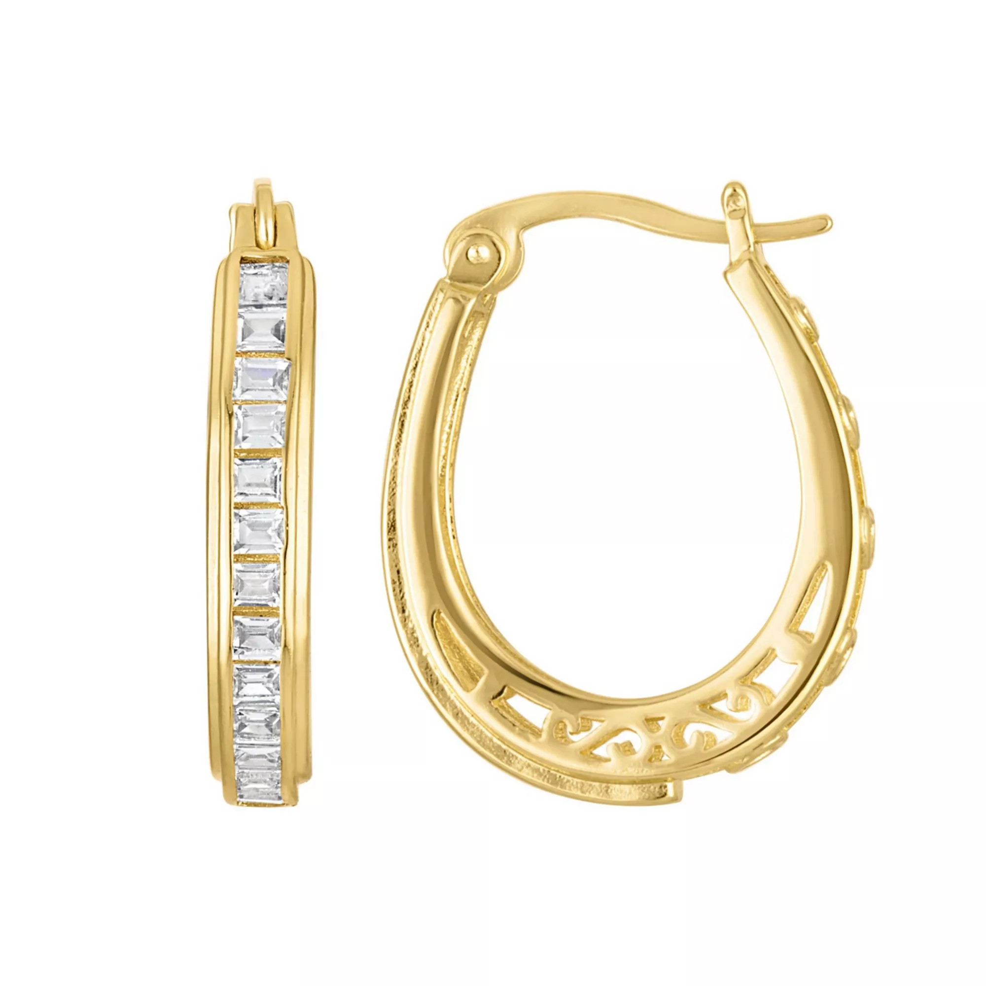 Ivy Sharpe Gold-Tone Cubic Zirconia Cut-Out Hoop Earrings | Kohl's