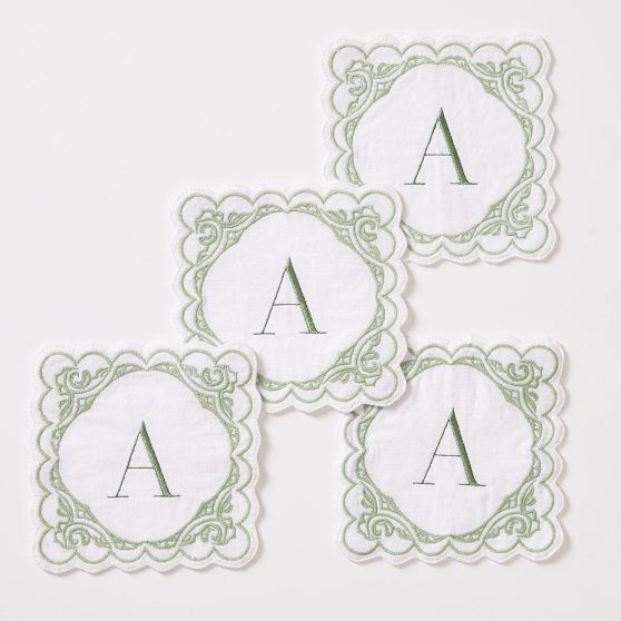 Bespoke Embroidered Coasters, Set of 4 | Mark and Graham