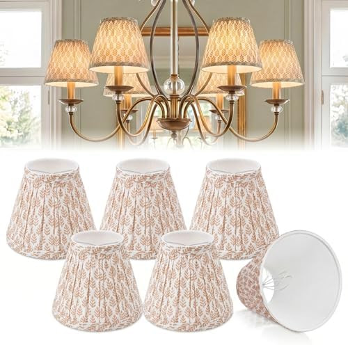 6 Pleated Chandelier Lamp Shade Clip on, 3"x5.5"x4.7", Golden | Amazon (US)