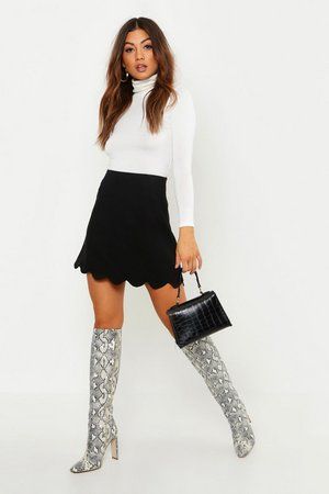 Scallop Trim Mini Skirt | Boohoo.com (US & CA)