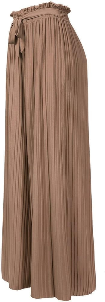 Design by Olivia Women's Ribbon Tie Chiffon Loose Pleated Wide Leg Palazzo Pants | Amazon (US)
