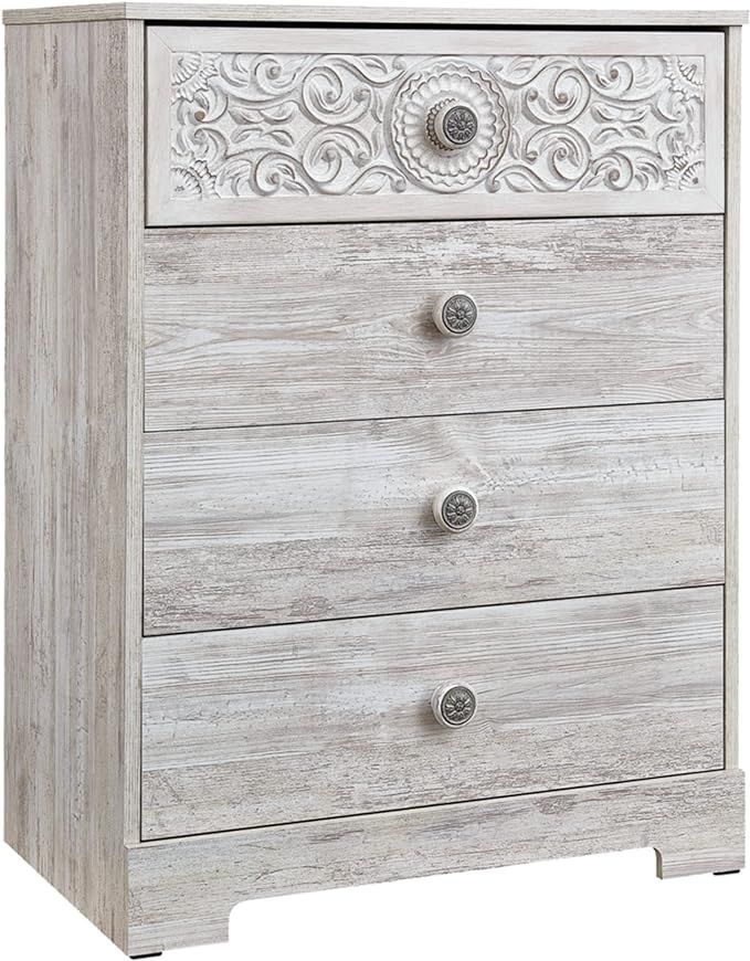 Signature Design by Ashley Paxberry Boho Four Drawer Chest, Whitewash | Amazon (US)