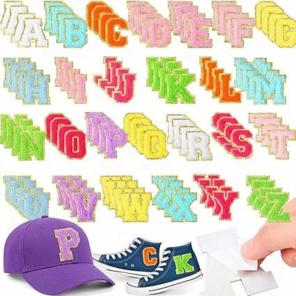Yilloog 104 Pcs Self-Adhesive Chenille Letter Patches Glitter Initial Stickers Embroidered Fuzzy ... | Amazon (US)
