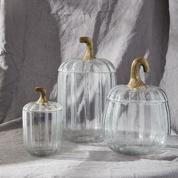 Clear Glass Pumpkin Jar With Lid | Antique Farm House