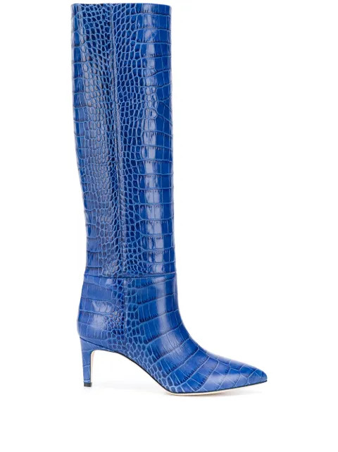 crocodile-effect 75mm leather boots | Farfetch (US)
