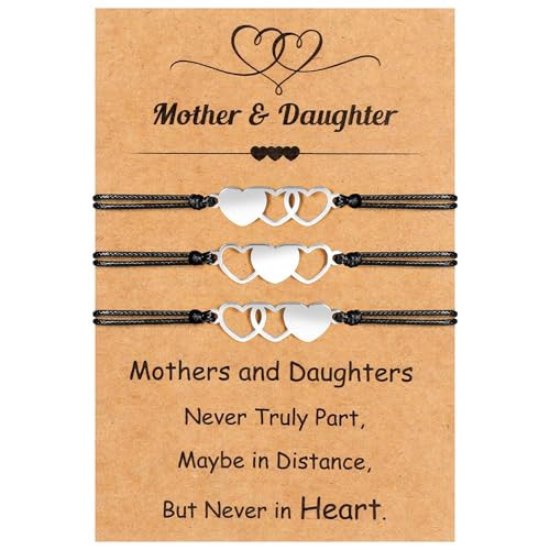 EOBOH Mother’s Day Bracelet, Mother’s Day Adjustable Hearts Mother Daughter with Card, Celebrate Love Mothers Day Gifts for Grandma Daughter Accessories | Amazon (US)