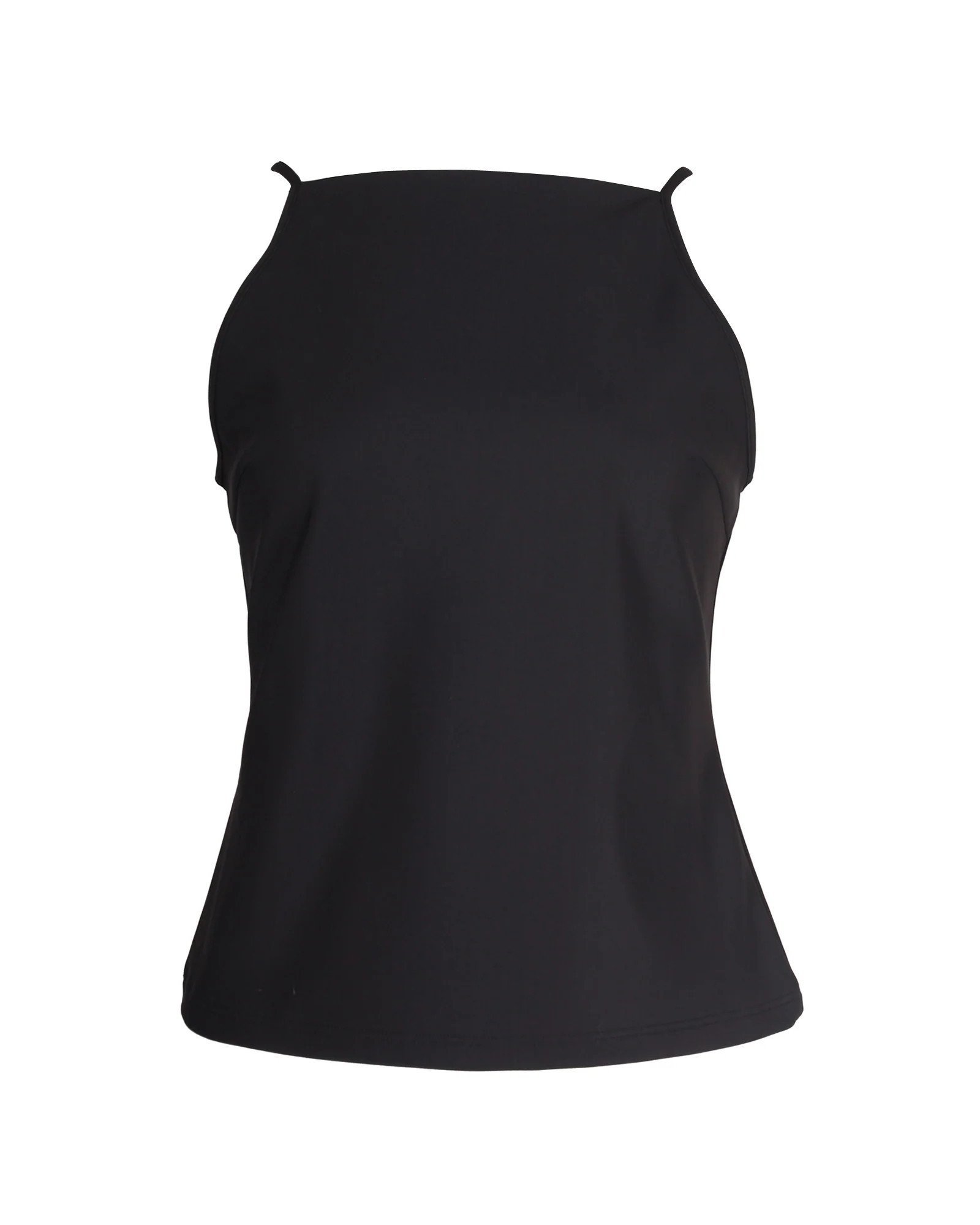 Theory Square Neck Tank Top in Black Polyamide | Shop Simon